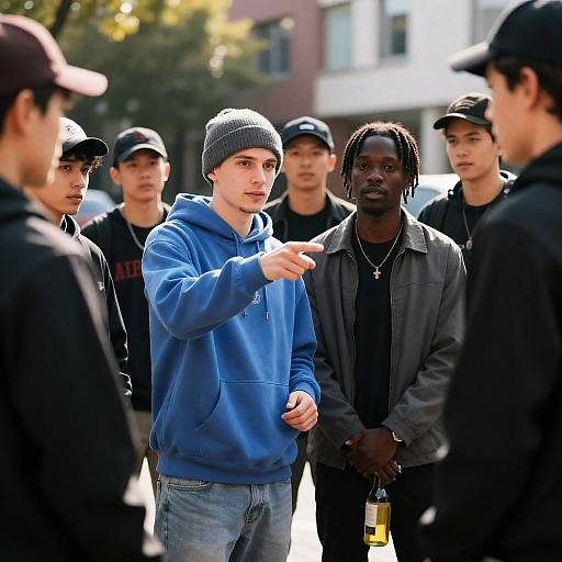 Young Men Engaged in Urban Scene
