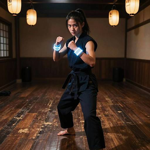 Asian Street Fighter in Underground Dojo