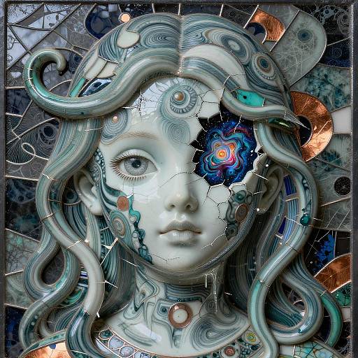 Cracked Porcelain Doll Nebula Portrait