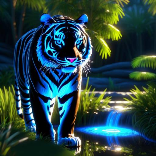 Blue Glowing Tiger in Jungle
