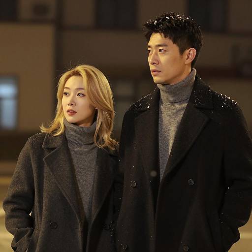 Couple Embracing Winter Night Vibes