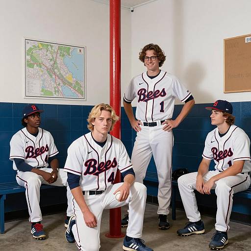 Young Men in Baseball Locker Room