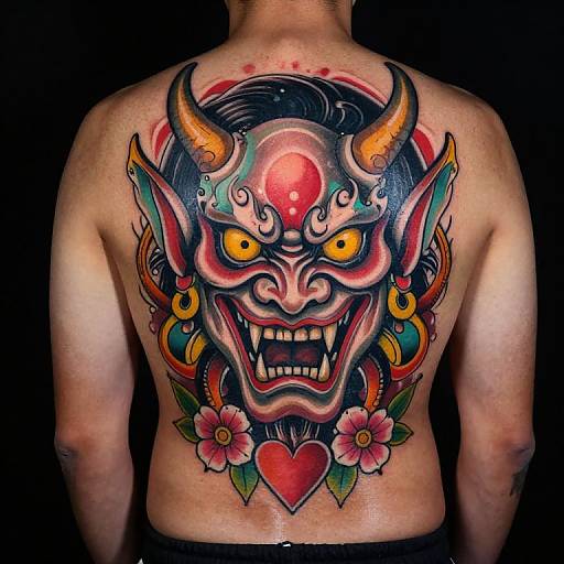 Vibrant Demon Tattoo Full Back