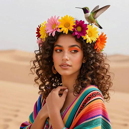 Serene Young Woman with Flower Crown