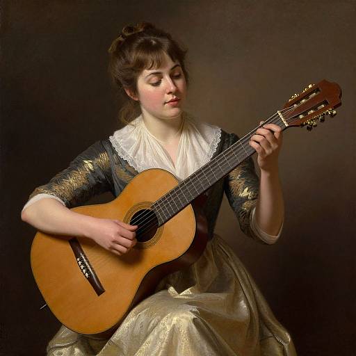 Mid-19th Century Woman Playing Guitar