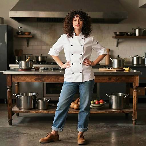 Vivacious Young Chef in Rustic Kitchen