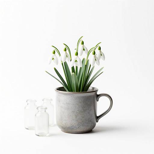 Minimalist Stoneware Mug with Snowdrops