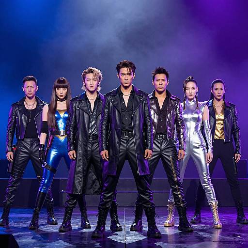 Dramatic Stage Scene with Colorful Costumes