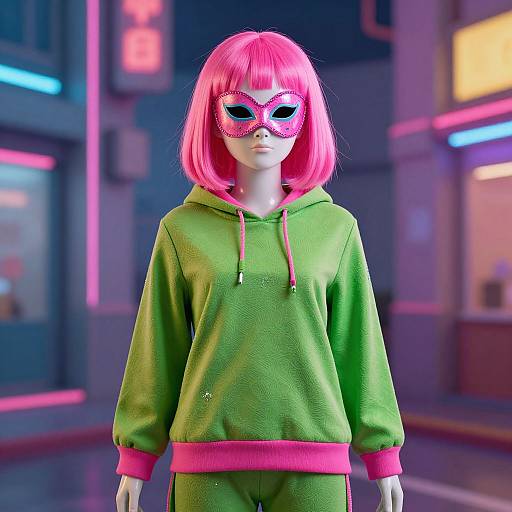 Neon Urban Mannequin in Vibrant Costume