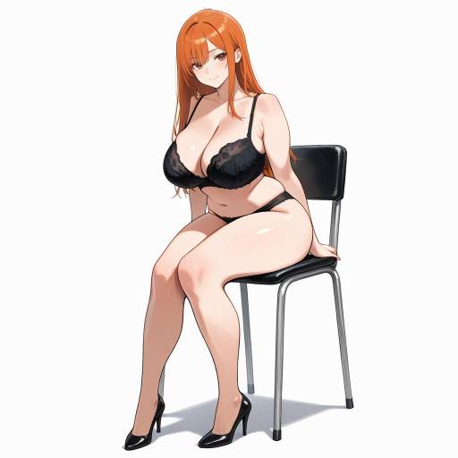 Curvy Girl Sitting in Underwear Portrait Curvy Girl Sitting in Underwear Portrait