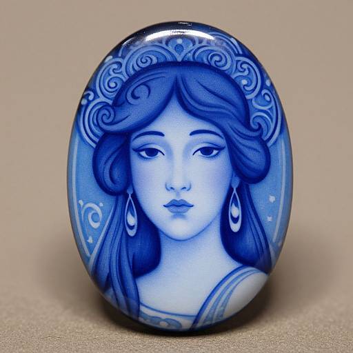 Art Nouveau Blue Mask Cabochon