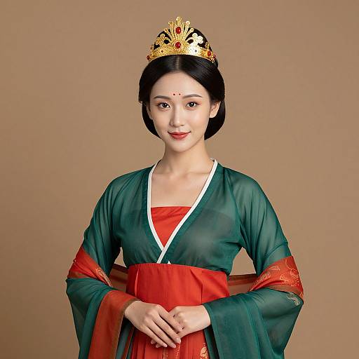 Traditional Asian Woman in Regal Dress