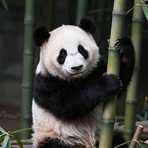 Realistic Baby Panda Climbing Bamboo