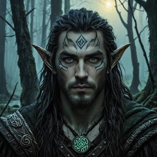 Male Half-Elf Druid in Misty Swamp
