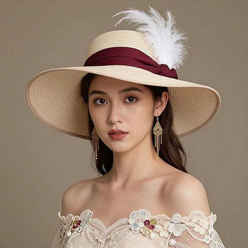 Elegant Woman in Lace Dress Portrait