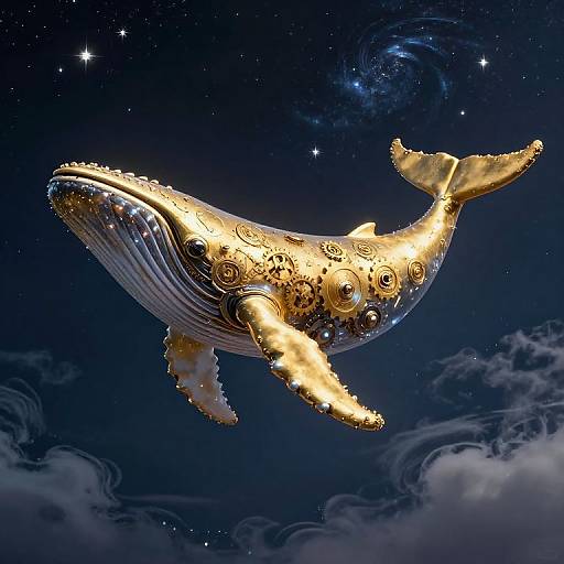 Majestic Golden Mechanical Whale
