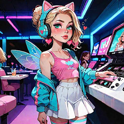 Neon Arcade Fairy: Petite Nightclub Vixen