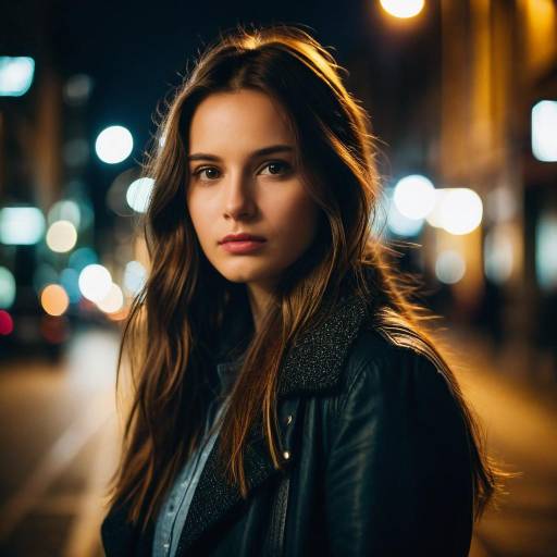 Cinematic Night Portrait of Young Woman