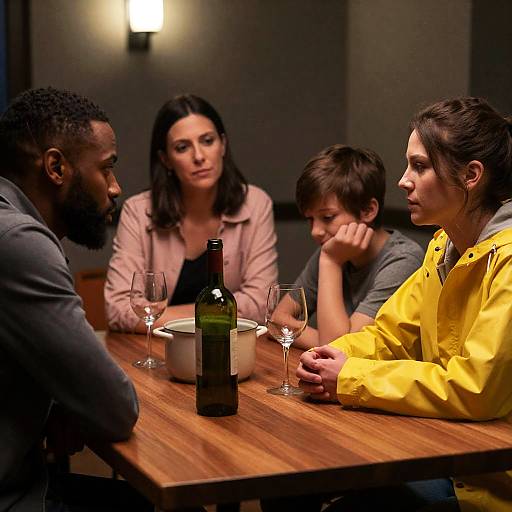 Serious Family Discussion Around Dinner Table