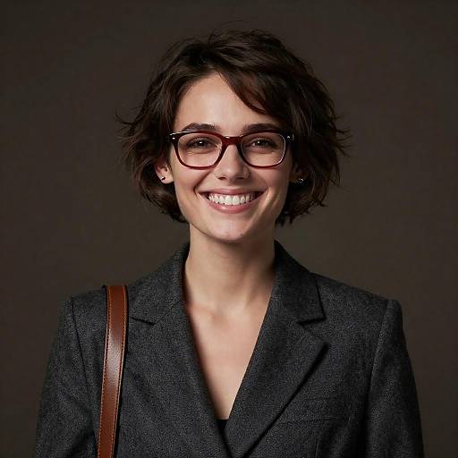 Smiling Woman with Red Glasses Portrait