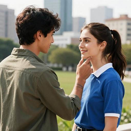 Outdoor Couple Portrait with Cityscape Background