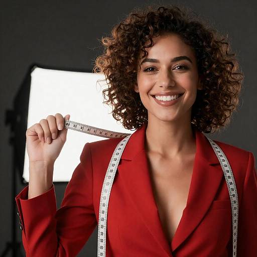 Radiant Woman in Red Blazer Portrait