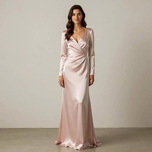 Elegant Young Woman in Pale Pink Dress