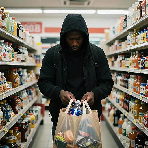 Shadowy Shoplifter in Dim Store