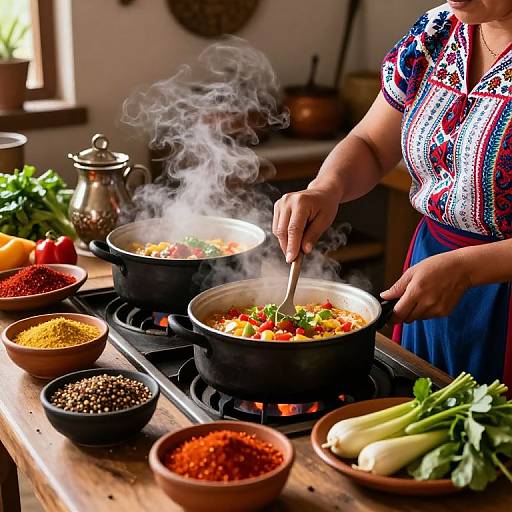 Traditional Latin Cuisine in Rustic Kitchen