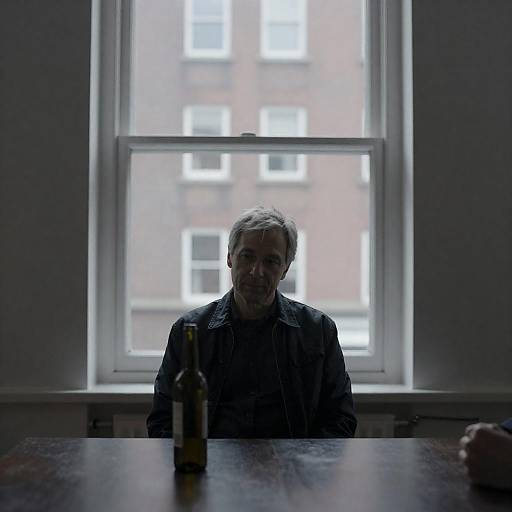 Middle-Aged Man in Dimly Lit Room