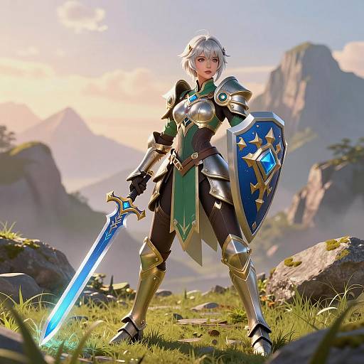 Fantasy Female Warrior with Glowing Sword