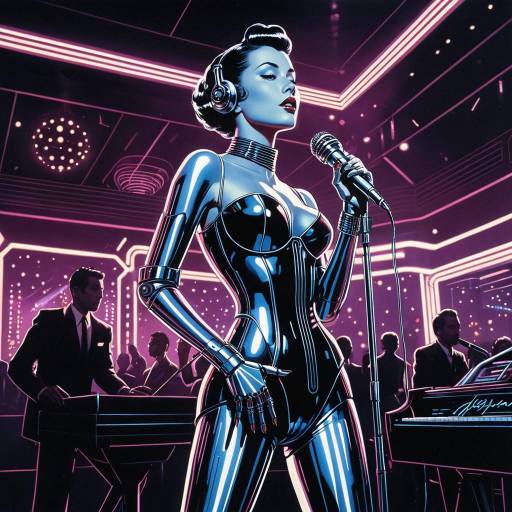 Glamorous Retro-Futuristic Jazz Singer Artwork