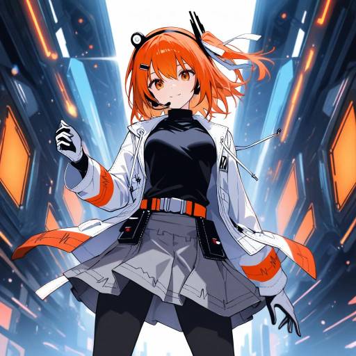 Cybernetic Girl in Futuristic Workshop