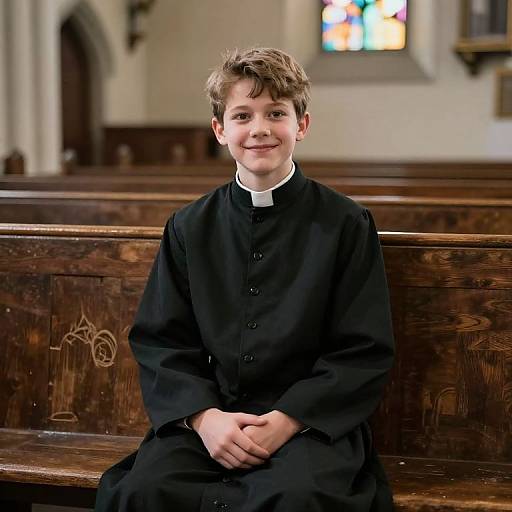 Boy in Vicar Fancy Dress Outfit