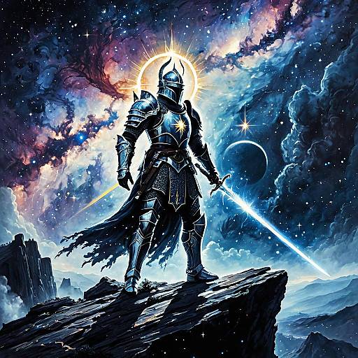 Celestial Knight in Ethereal Galaxy