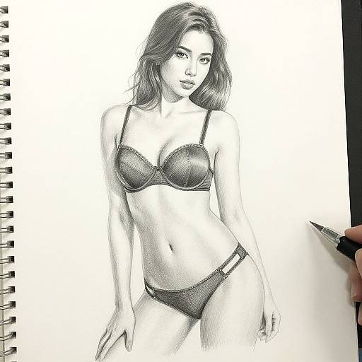 Intricate Pencil Drawing of Woman