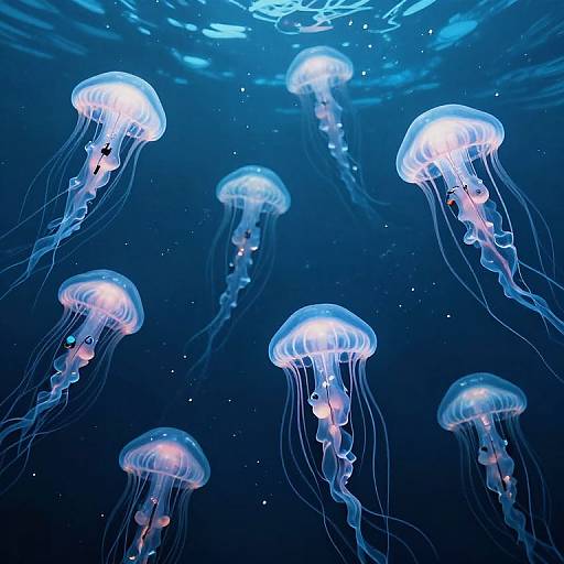 Robotic Jellyfish Choir in Ink Sky