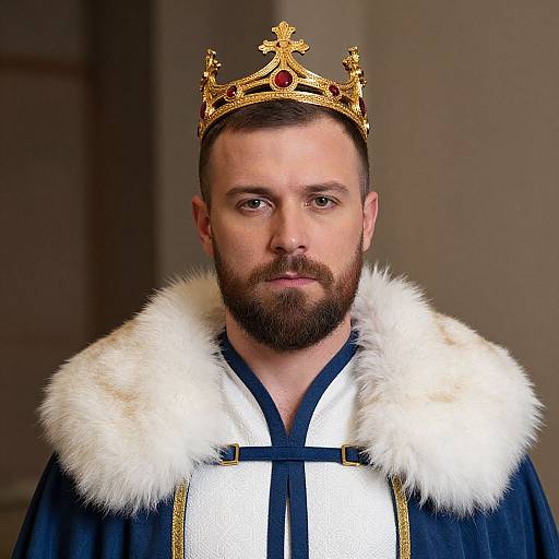 Bearded King in Blue and White