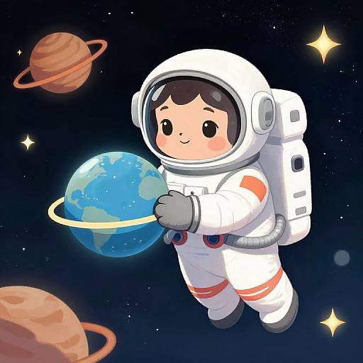 Cute Otter Astronaut Floating in Space