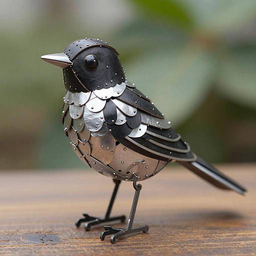 Elegant Black and Silver Bird Sculpture
