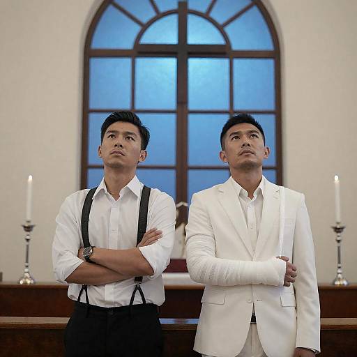 Intense Portrait of Two Men in Church