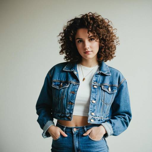 Young Woman in 90s Denim Outfit