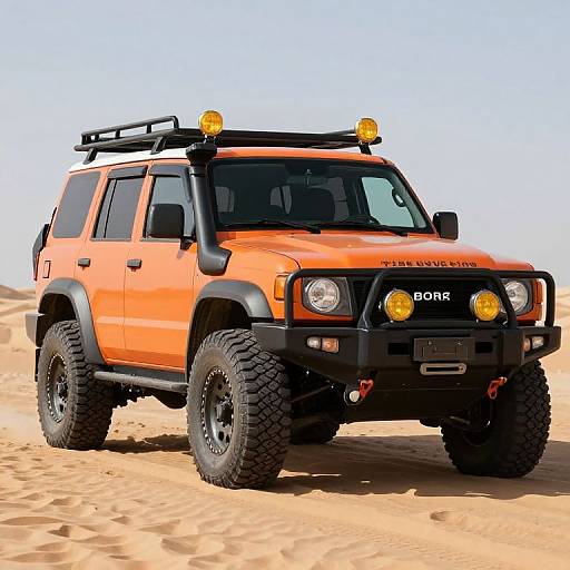 Orange Off-Road SUV in Desert