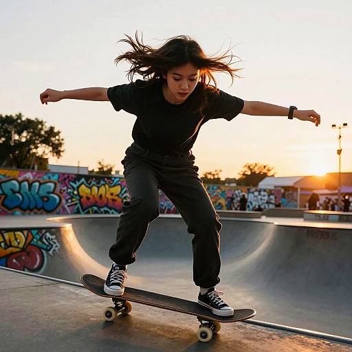 Dynamic Skater with Flowing Hair