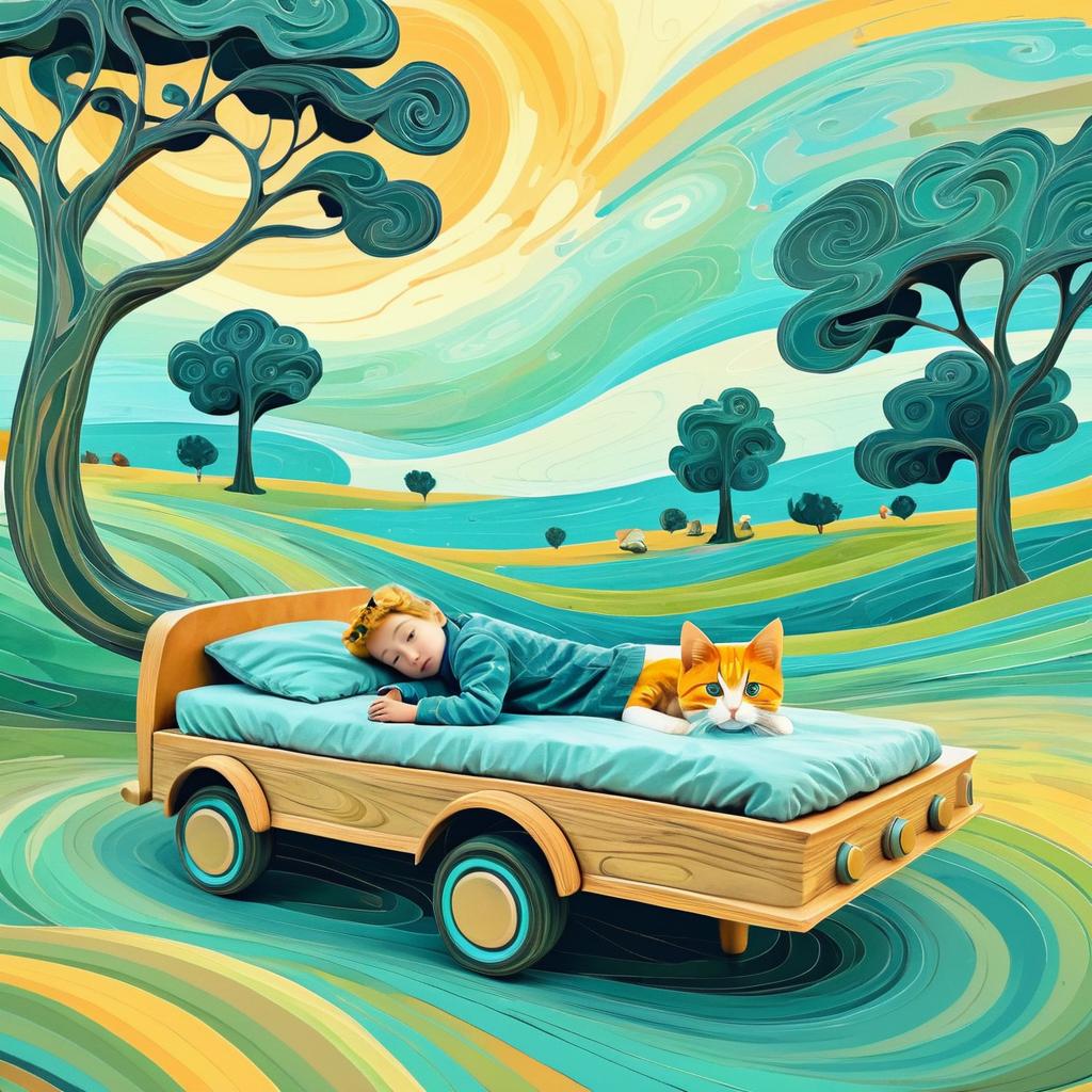 Whimsical Cartoonish Dreams with a Cat