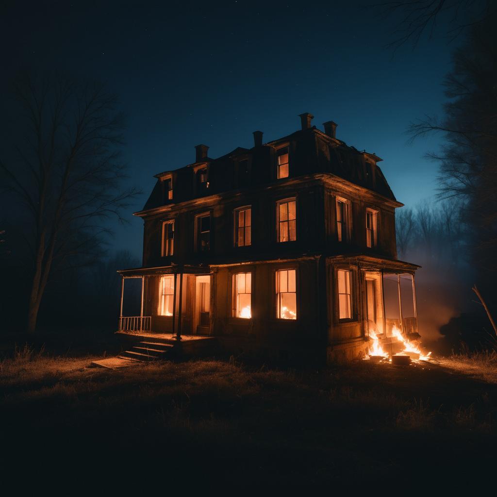 Abandoned House Aglow in Dim Light