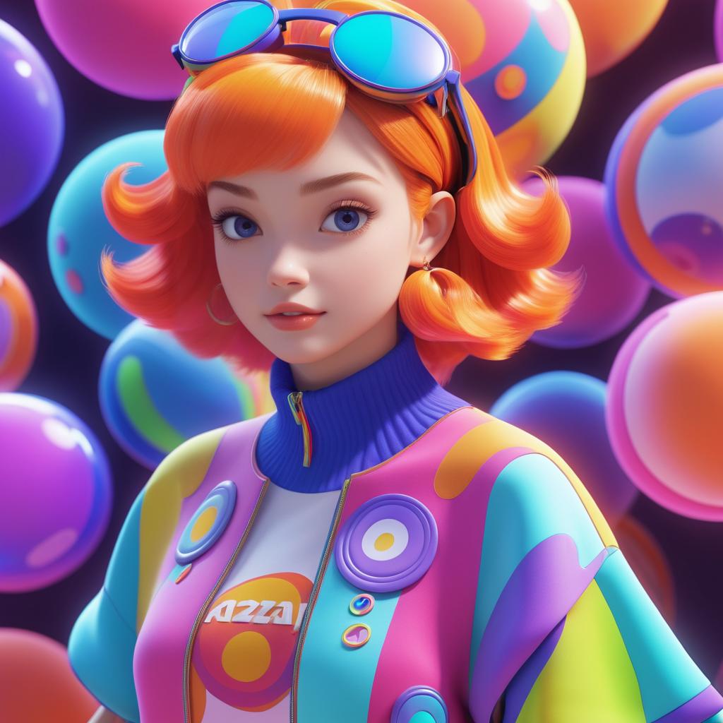 Whimsical 3D Portrait of Stylish Apparel