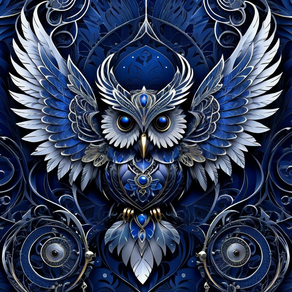 Gothic Owl with Mechanical Wings Design