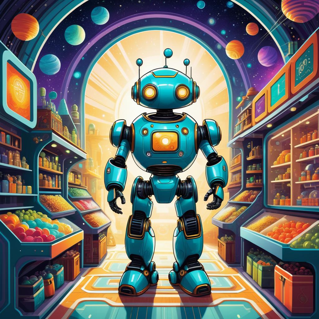 Whimsical Robot in a Space Bazaar