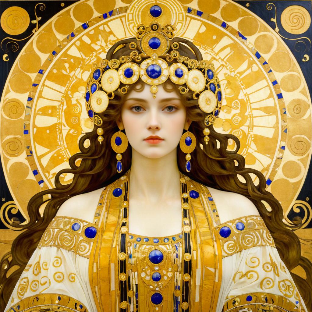 Gilded Goddess in Klimt's 1905 Style